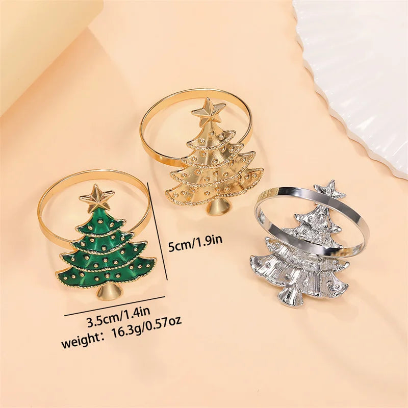 anneaux serviette arbre noël vert doré argenté décoration table festive métal respectueux environnement noël