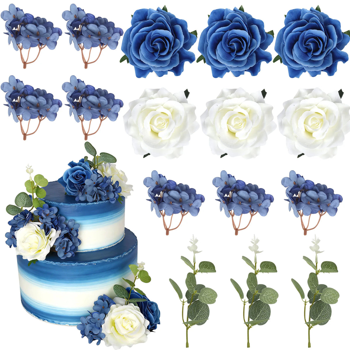 décoration gâteau fleurs roses blanches pêche eucalyptus mariage anniversaire romantique champêtre