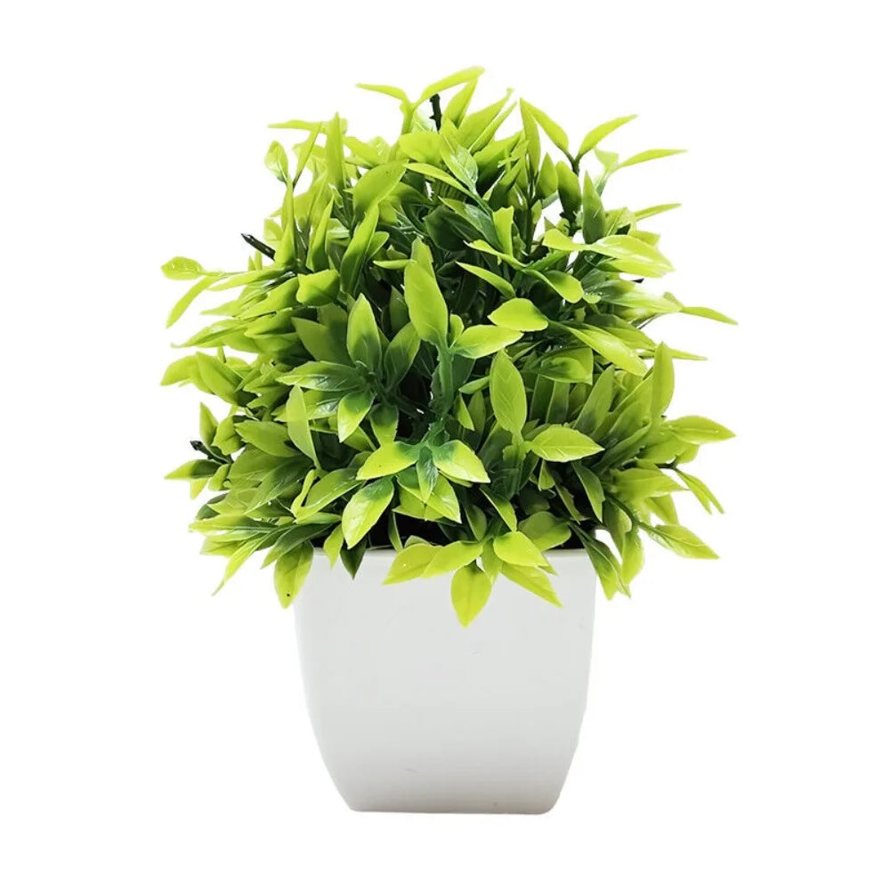 plantes artificielles modernes vert violet feuilles fleurs pot blancintérieur décoration
