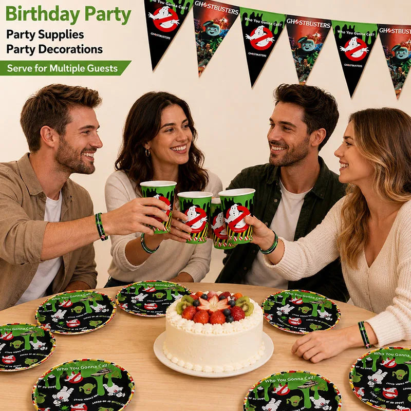 décoration anniversaire ghostbusters assiettes tasses bannières stickers thème festif enfants événement