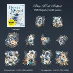 sticker fleur vintage blanc bleu floral manuel papier opacité 145 95mm
