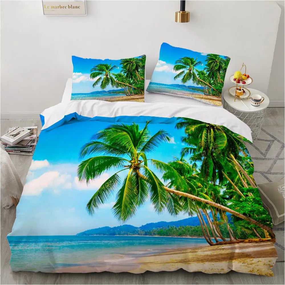 Housse de couette tropique grise
