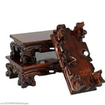 support bois sculpté motifs floraux artisanal miniature collection marron foncé