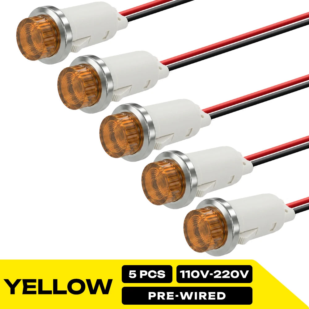 ampoules indicatrices led rouge vert jaune bleu blanc 12v 24v câbles pré serrés