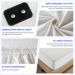 drap housse gaufré blanc gris king queen coton argent antimicrobien snaps modernes minimalistes