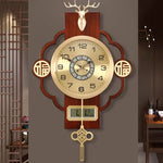 horloge murale décoration asiatique motif géométrique cadran analogique éléments décoratifs métal doré chambre salon