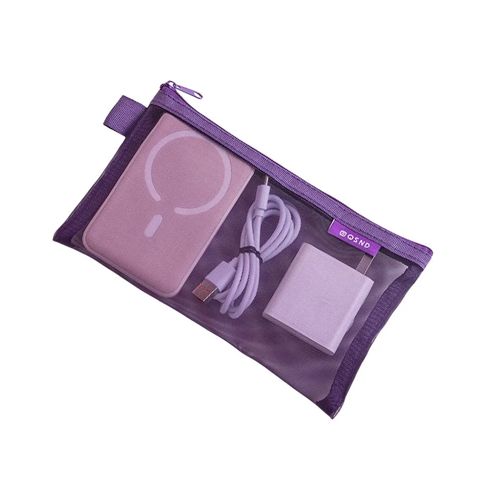 sac main vert maille moderne fermeture eclaire rangement chargeur cable boite données
