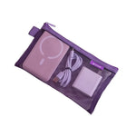 sac main vert maille moderne fermeture eclaire rangement chargeur cable boite données