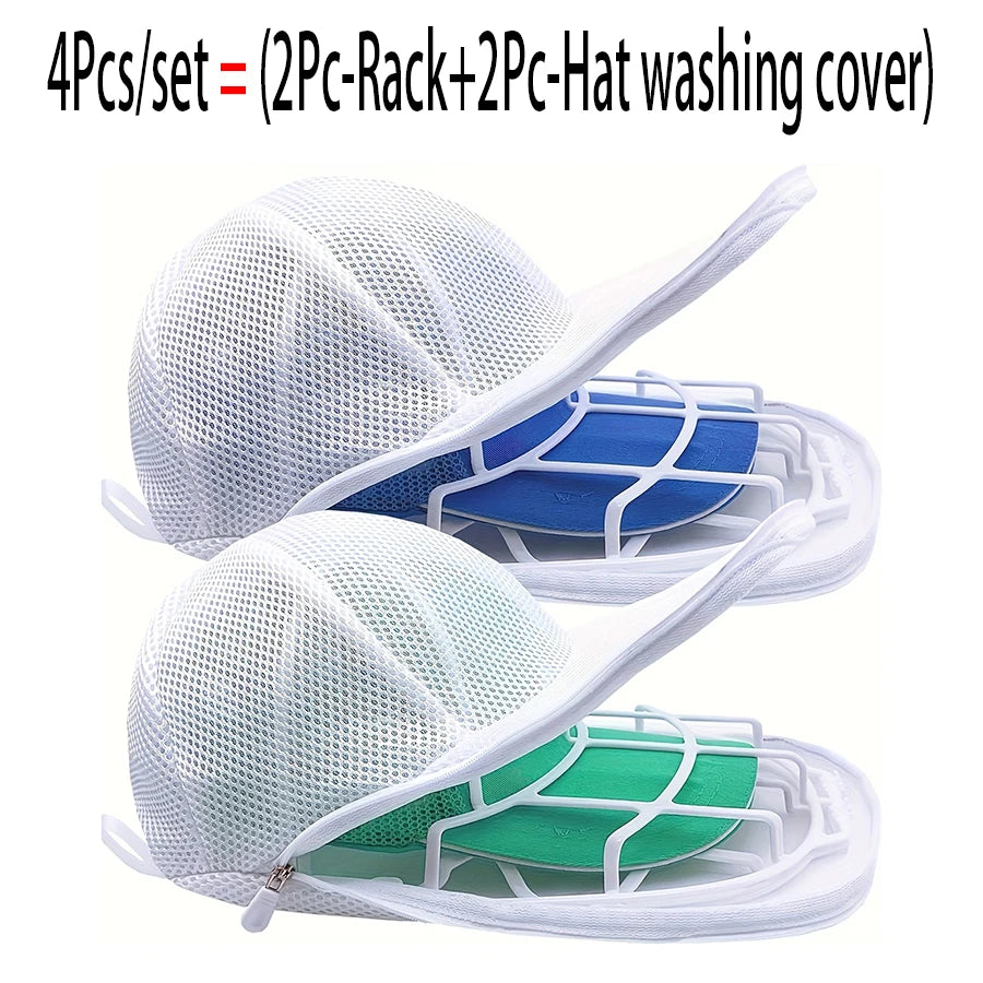 rangement chapeau casquette baseball bleu blanc vert maille clips sac lavage durable protecteur