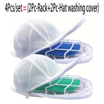 rangement chapeau casquette baseball bleu blanc vert maille clips sac lavage durable protecteur
