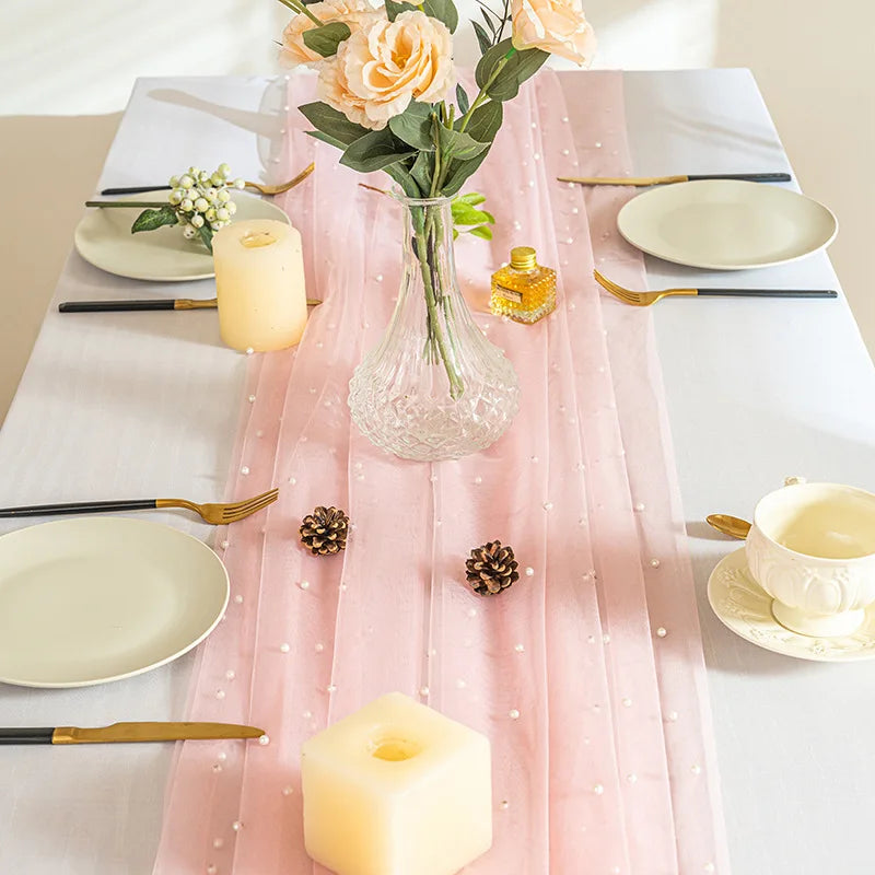 ruban table rose blanches deco mariage anniversaire noel halloween pâques action gratitude coachella fleurs