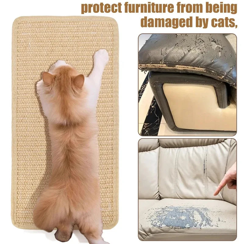 tapis gratter sisal beige clair adhésif texture tissée moderne protection chats