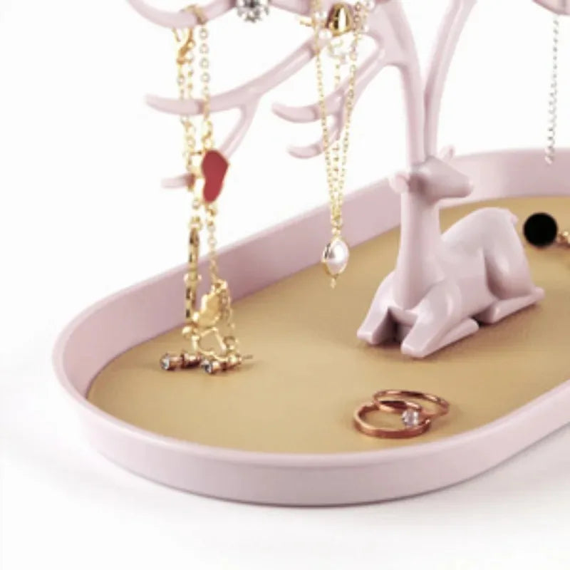 présentoir bijoux arbre branches cerf rose vert blanc moderne minimaliste rangement bijoux