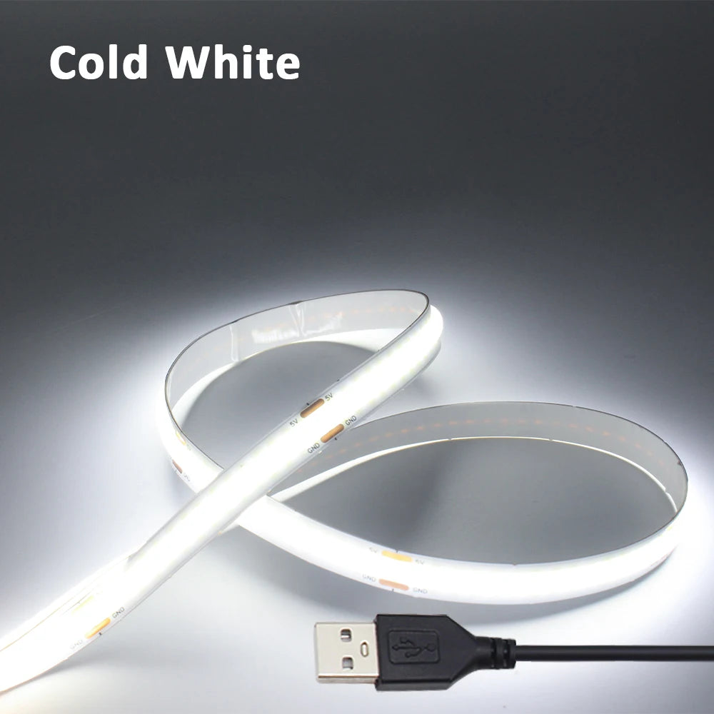 ruban led cob 320 leds blanc chaud froid 5v moderne chambre décorationintérieur