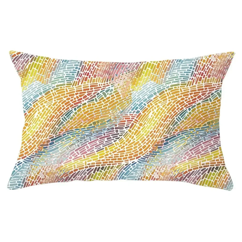 coussin rectangulaire géométrique multicolore décoration intérieure moderne polyester confortable 30x50cm fixations