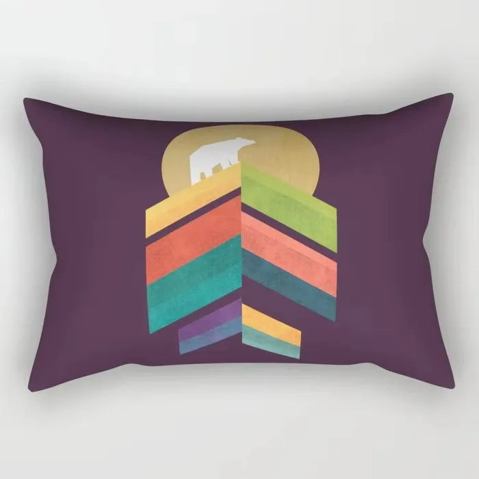 taie oreiller rectangulaire motif animal abstrait couleurs vives contemporain 100 polyester 30x50cm