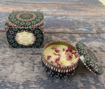 bougies parfumées cire soja parfum mandala boho chic bleu rose noir blanc aromathérapie