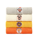 serviette coton animaux brodés jaune gris enfant rapide absorbante face toilettage