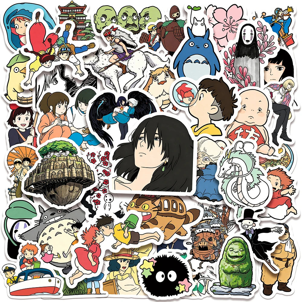 stickers anime studio ghibli personnages dessins animés adhésifs cartoonaufs couleurs variées