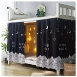rideau lit enfant motif lune étoile nuit tringle noir blanc opacité totale