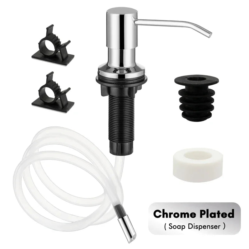 distributeur savon liquide moderne or noir acier inoxydable rotatif facile kit tuyau fixations
