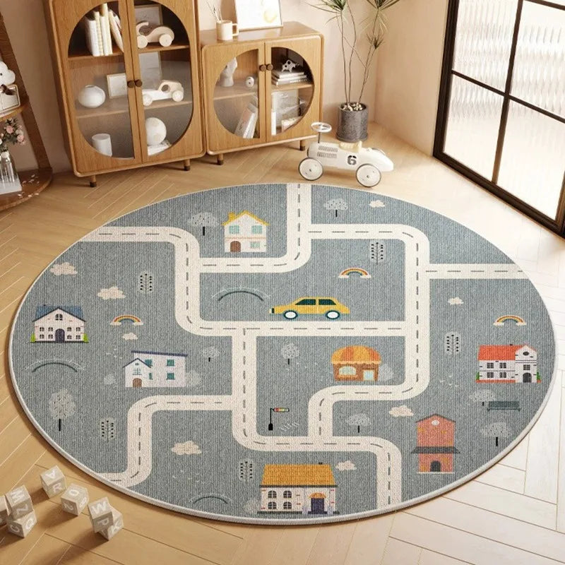 tapis rond carte monde moderne floral adhésif salon chambre extérieur bleu clair vert foncé