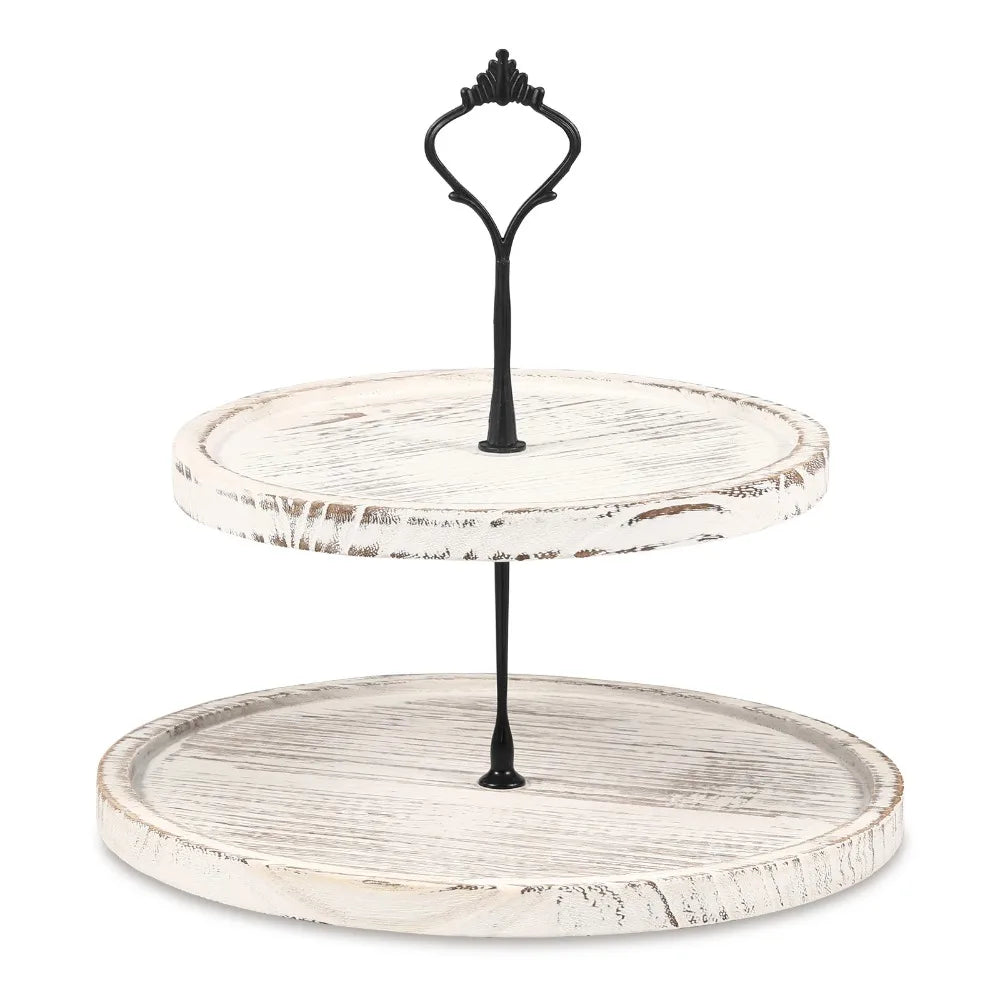 présentoir gâteaux trois étages texture bois rustique gris brun marron fixations métal vintage pain