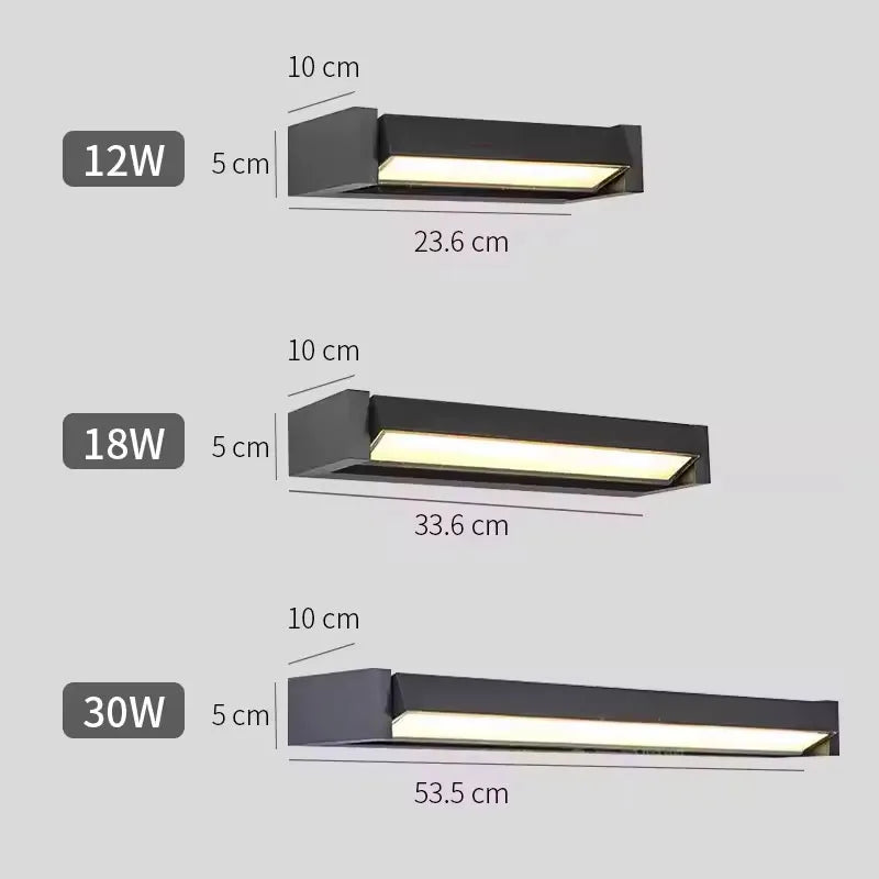 éclairage led moderne extérieur mural noir jaune 12w 18w 30w certifié ul rohs fcc