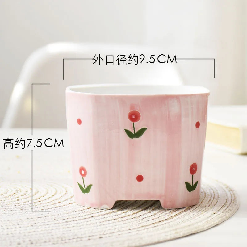 pots céramique porcelaine moderne rose blanc fleurs succulentes décoration plantes vertes ornement maison