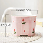 pots céramique porcelaine moderne rose blanc fleurs succulentes décoration plantes vertes ornement maison