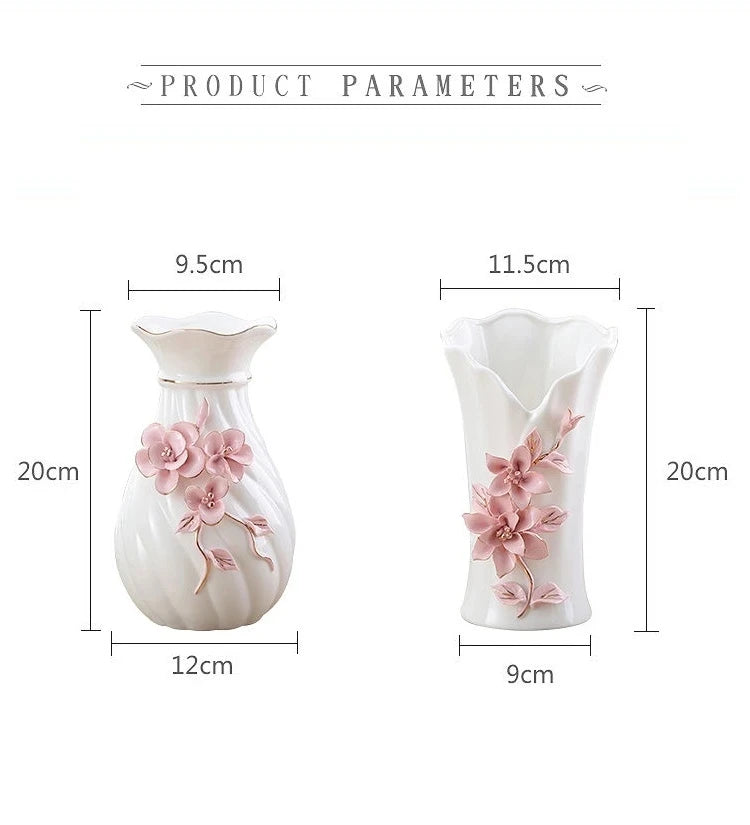 vase porcelaine céramique fleurs relief blanc classique moderne décoration table