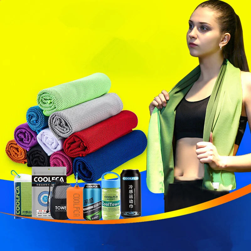 serviette microfibre points noirs bleu orange gris moderne sportive rapide absorption refroidissement durable activités