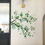 décoration murale sticker feuilles branche verte aquarelle naturelle minimaliste bohème autocollant