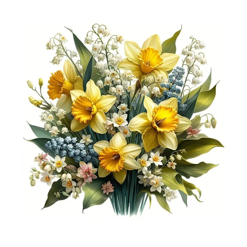 sticker mural adhésif bouquet fleurs jaunes roses classique salle bains moderne pvc floral