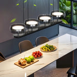 suspension lumineuse moderne noir ventilateur led télécommande contemporaine circulaire translucent chambre restaurant