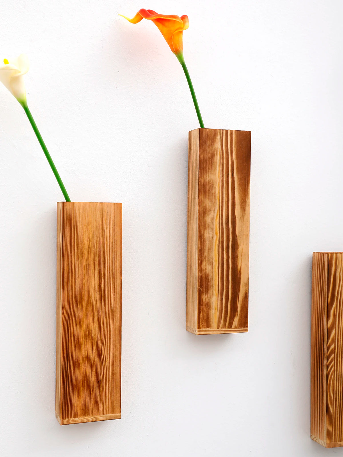 vases muraux bois grain moderne décoration murale art wall hanging