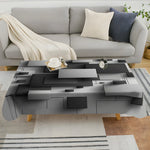 nappe imperméable rectangulaire moderne géométrique gris noire réutilisable polyester table fête salle manger
