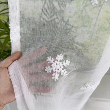 rideau blanc brodé flocons neige transparent moderne maison chambre salon
