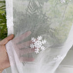 rideau blanc brodé flocons neige transparent moderne maison chambre salon