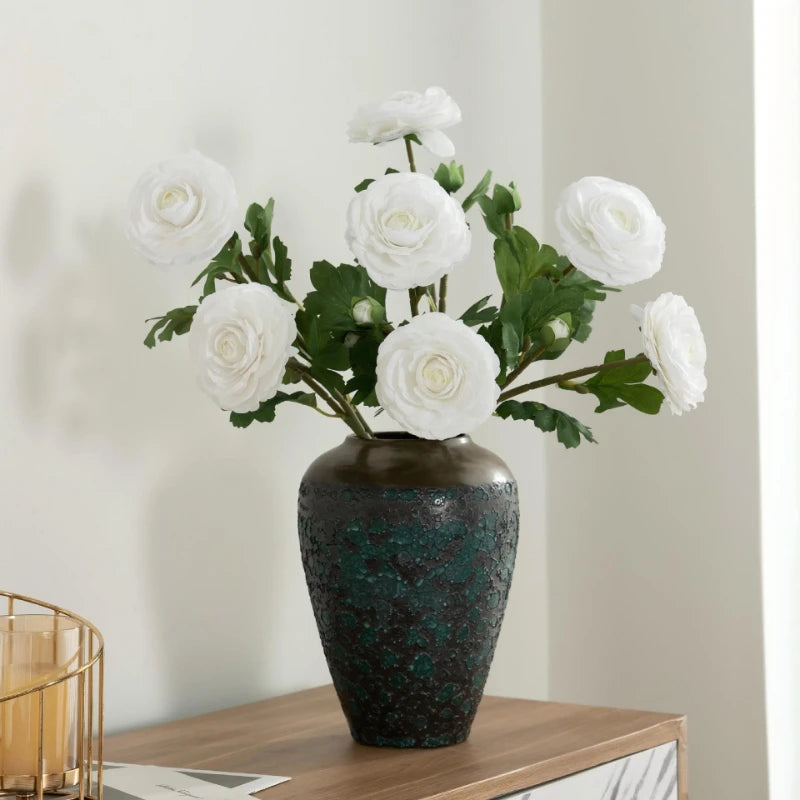 décoration intérieure moderne bouquet artificiel fleurs roses feuilles vertes mariage anniversaire pendaison crémaillère