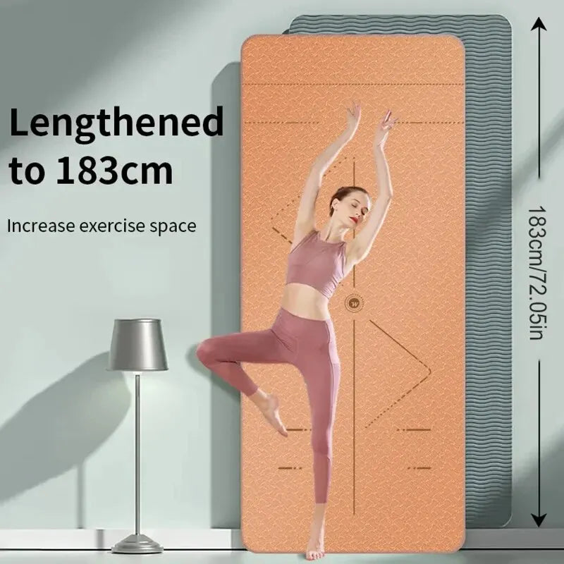 tapis yoga antidérapant orange bleu gris moderne motifs géométriques résistant rayures