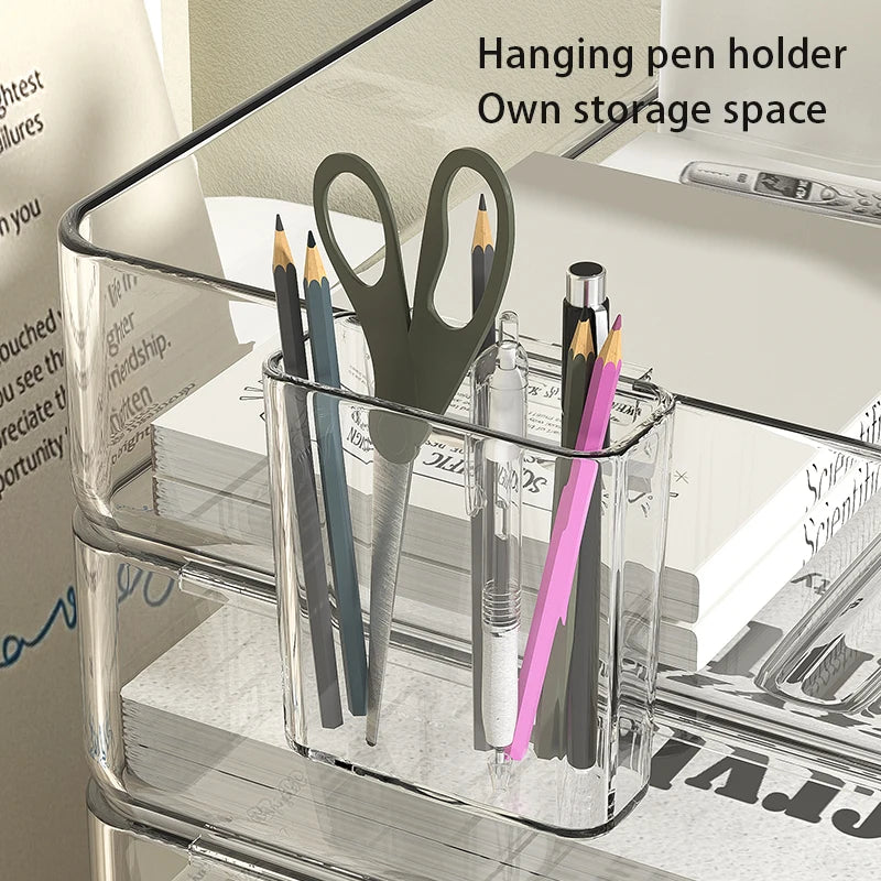 organisateur transparent moderne clips porte crayons pochettes rangement accessoires scissors horloge