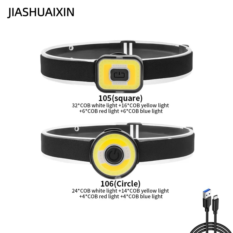 projecteur frontal rechargeable puissant modes lumineux éclairage camping plein air moderne utilitaire