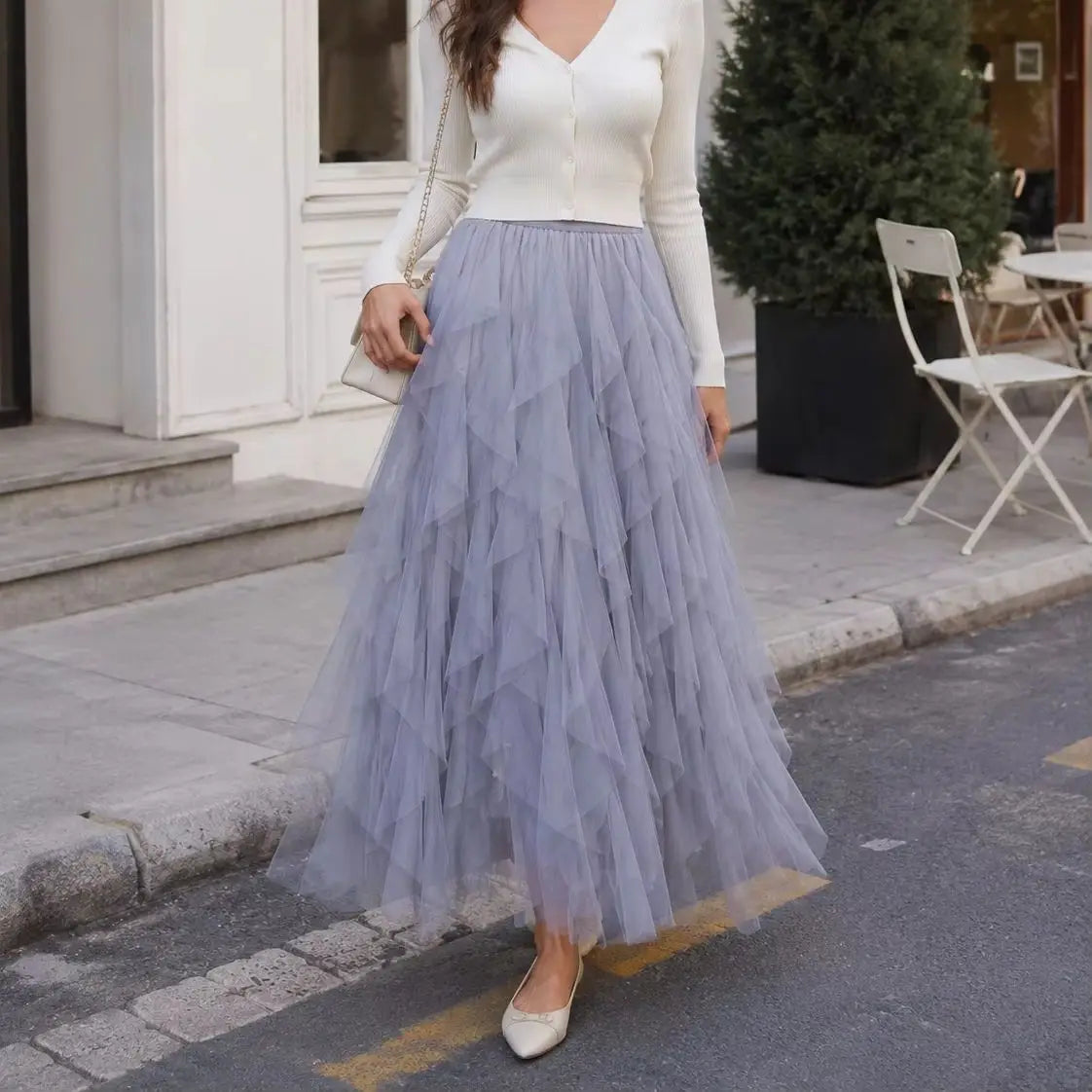 jupe tulle rose clair élégante classique été plissée longueur cheville junior féerique organza polyester