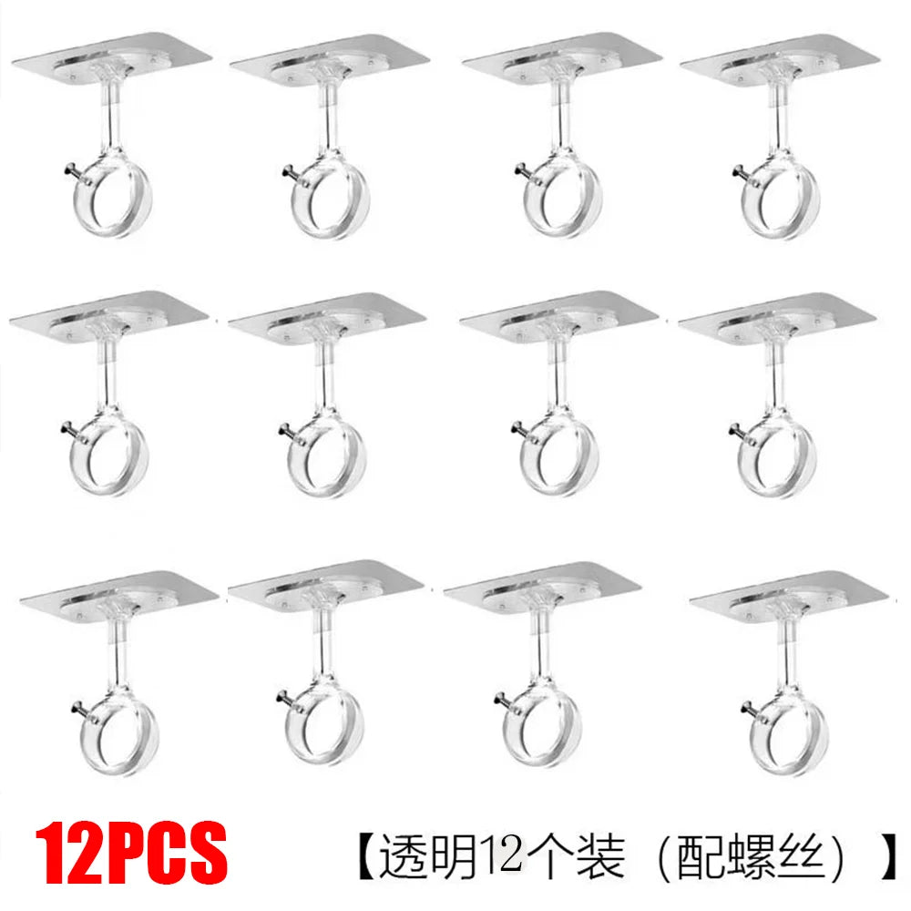 tige rideau noire moderne adhésif vis clips fixations 10mm diamètre