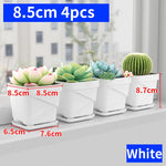 petit pot fleurs blanc plastique moderne cactus succulentes plateau intégré