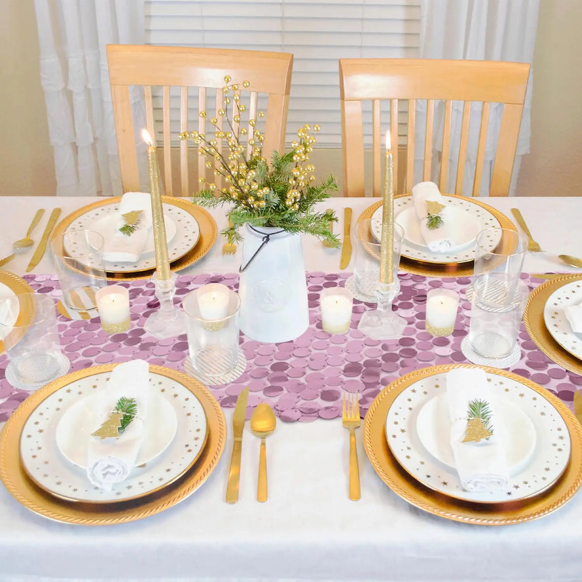 chemin table roses solides opaques decoratif maison festive mariage printemps pâques rustic