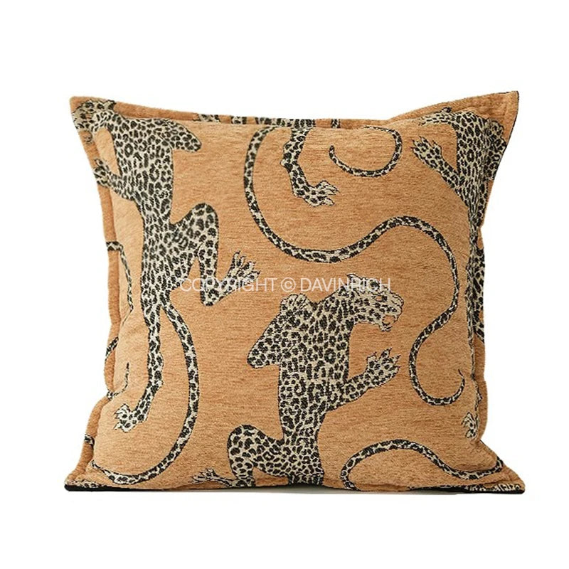 taies d'oreiller jacquard léopard vert olive moderne respectueuses environnement polyester 100% decoration maison