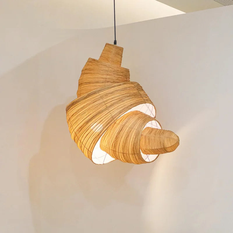 lampe suspendue tissu spirale moderne lumière chaude blanc beige chambre salon restaurant