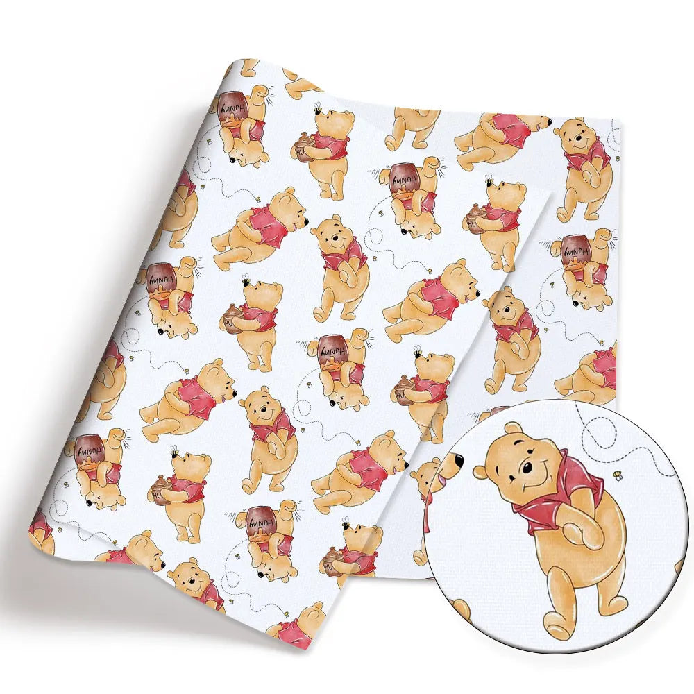 tissu imprimé dessins animés winnie ourson coton polyester 140x50cm bricolage enfants illustration colorée